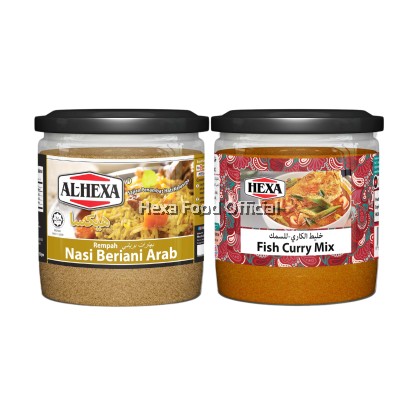 HEXA Nasi Arab Beriani Spice 150gm + HEXA HALAL Fish Curry Mix 150gm SET HEXA Nasi Arab Beriani Spice 150gm + HEXA HALAL Fish Curry Mix 150gm SET