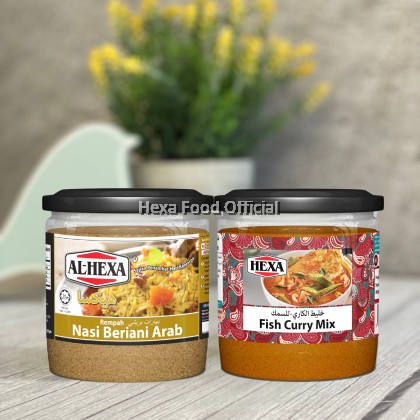 HEXA Nasi Arab Beriani Spice 150gm + HEXA HALAL Fish Curry Mix 150gm SET HEXA Nasi Arab Beriani Spice 150gm + HEXA HALAL Fish Curry Mix 150gm SET